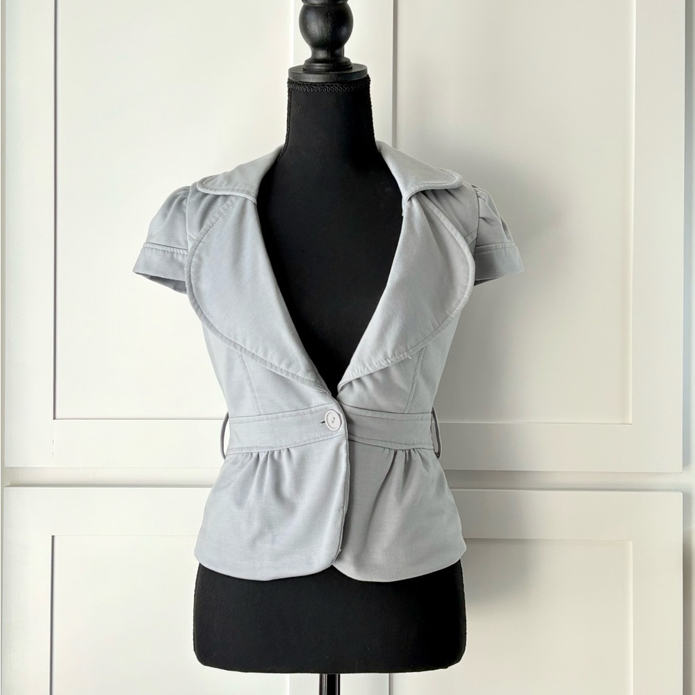Light Blue Women's Blazer Peplum Top